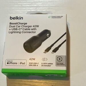 Belkin Black Car Charger with Lightning Cable for Apple Devices